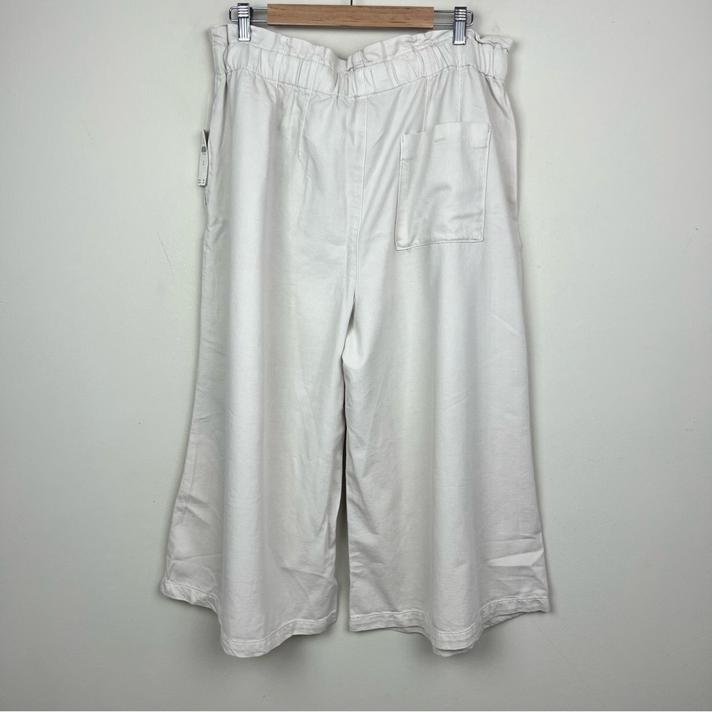 Anthropologie Pilcro High-Rise Cropped Wide Leg Paperbag Jeans Cream XL - Picture 6 of 11